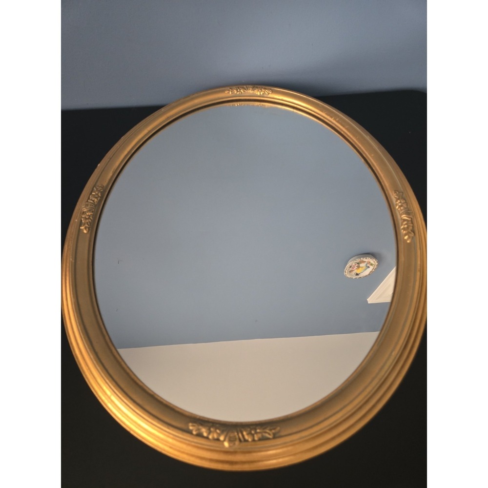 Uttermost Mirror Company Gold Narrow Oval Ornate Framed Wall Mirror Vintage
